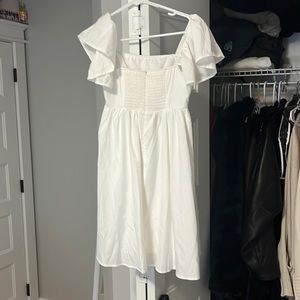 Small A-line white mini dress, 95% polyester 5% spandex